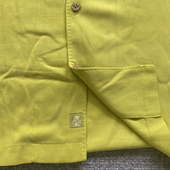 Tommy Bahama Shirt Mens XL Green Textured Silk Short Sleeve Button Up Vacay - Picture 3 of 12